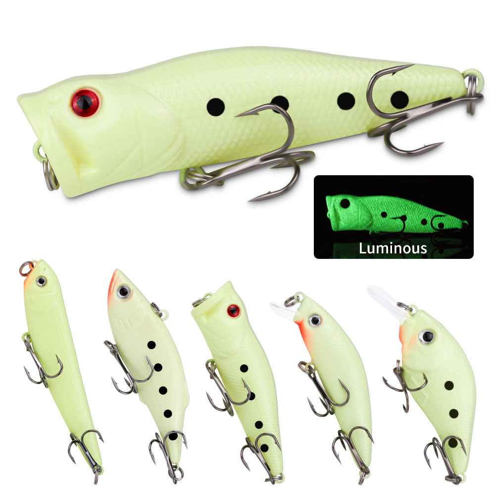 22-piece Set Hard Lure Soft Frog Popper Minnow Pencil VIB Luminous Bait Set Durable Hooks Realistic Action Ideal
