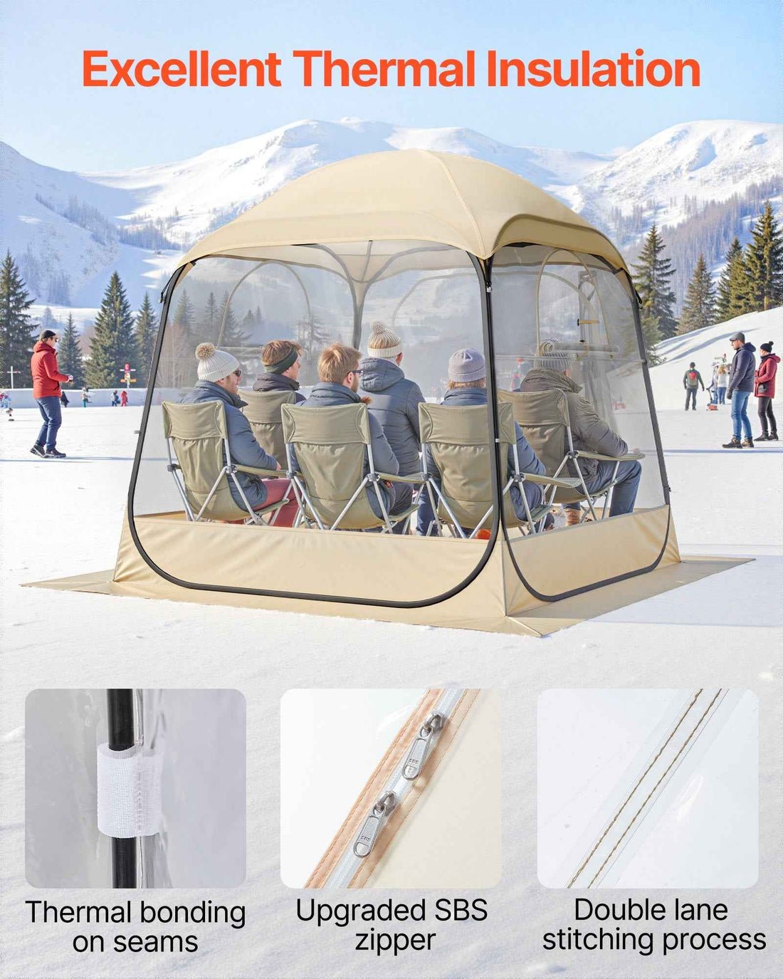 Pop Up Sports Tent, 72x72 In Clear Bubble Tent For 2-4 Persons, Waterproof Outdoor Pod With Floor Mat &amp; Top Cover, Garden Igloo Dome Tents Camping Shelter For Events Fishing Cheering