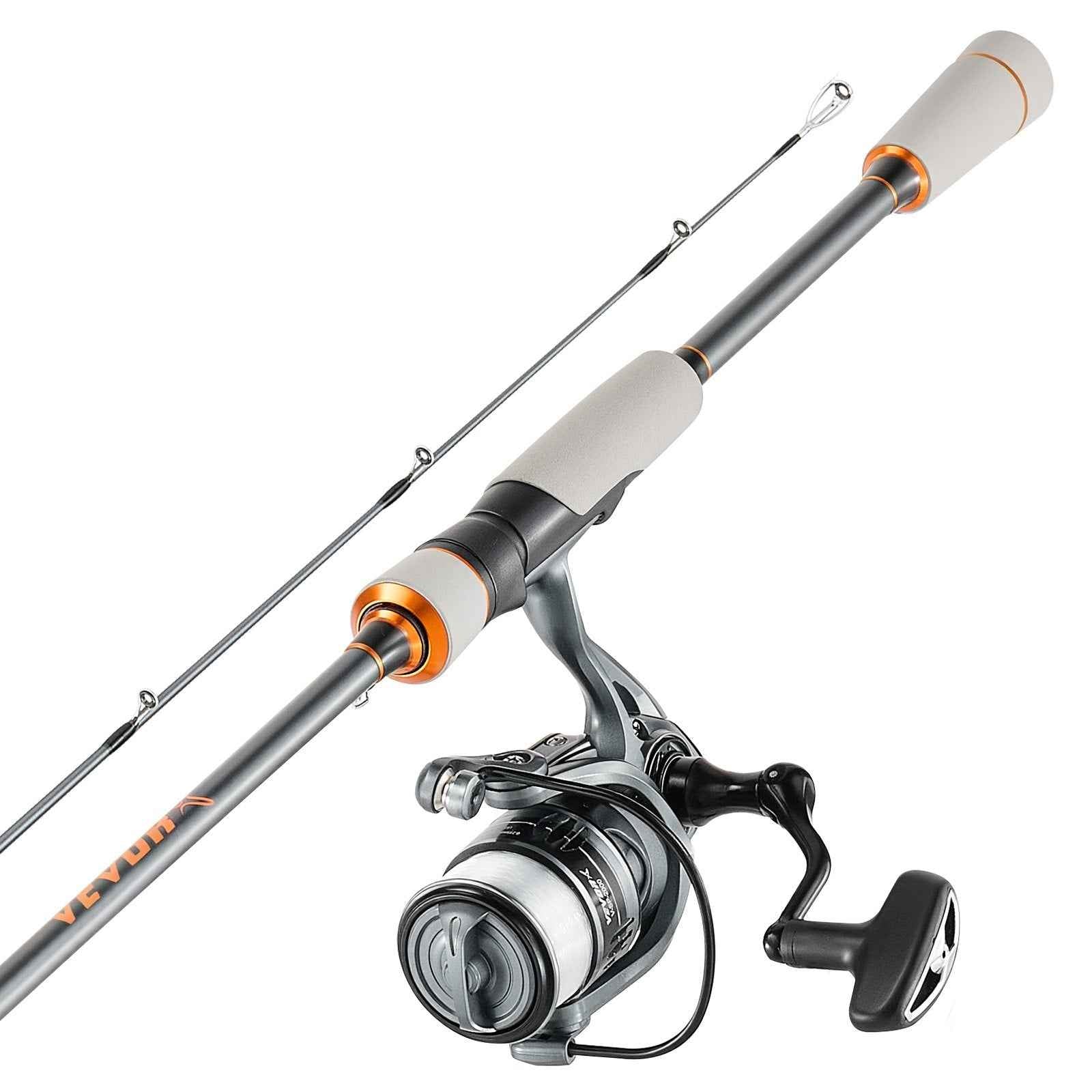 Rod And Fishing Reel Combo, IM6 Fiberglass &amp; Carbon Fiber Spinning Rod And Reel Combo, Bass Fishing Pole With 6.5 Ft Two-Piece Rods, 6+1 Ball Bearings, Stainless Steel Guides With Ceramic Rings