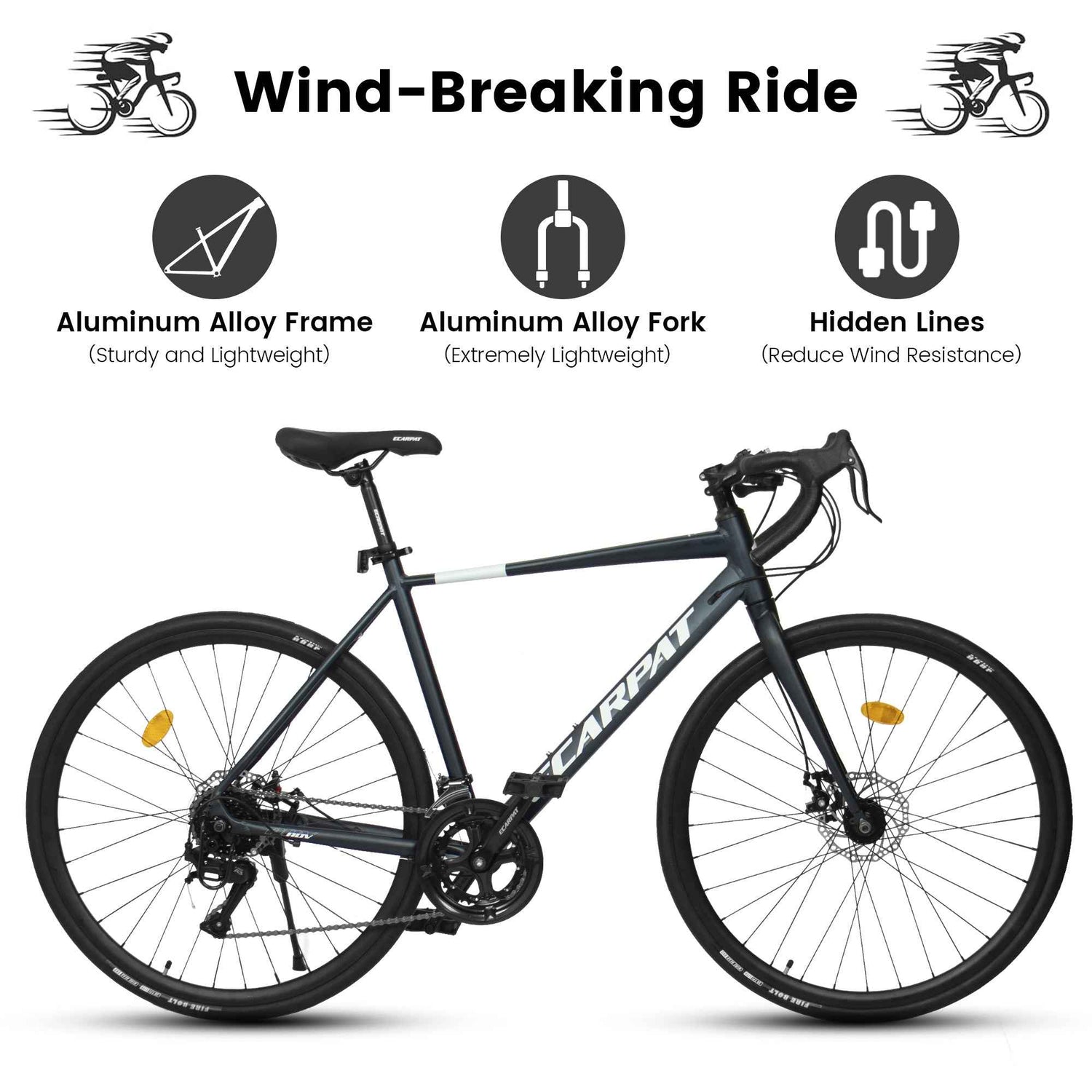 A28320R 700Cx28 Road Bike, Lightweight Aluminum Frame, Disc Brakes, 16-Speed, Fast Acceleration, Suitable For Men And Women, Ideal For High-Intensity Riding