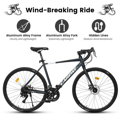 A28320R 700Cx28 Road Bike, Lightweight Aluminum Frame, Disc Brakes, 16-Speed, Fast Acceleration, Suitable For Men And Women, Ideal For High-Intensity Riding