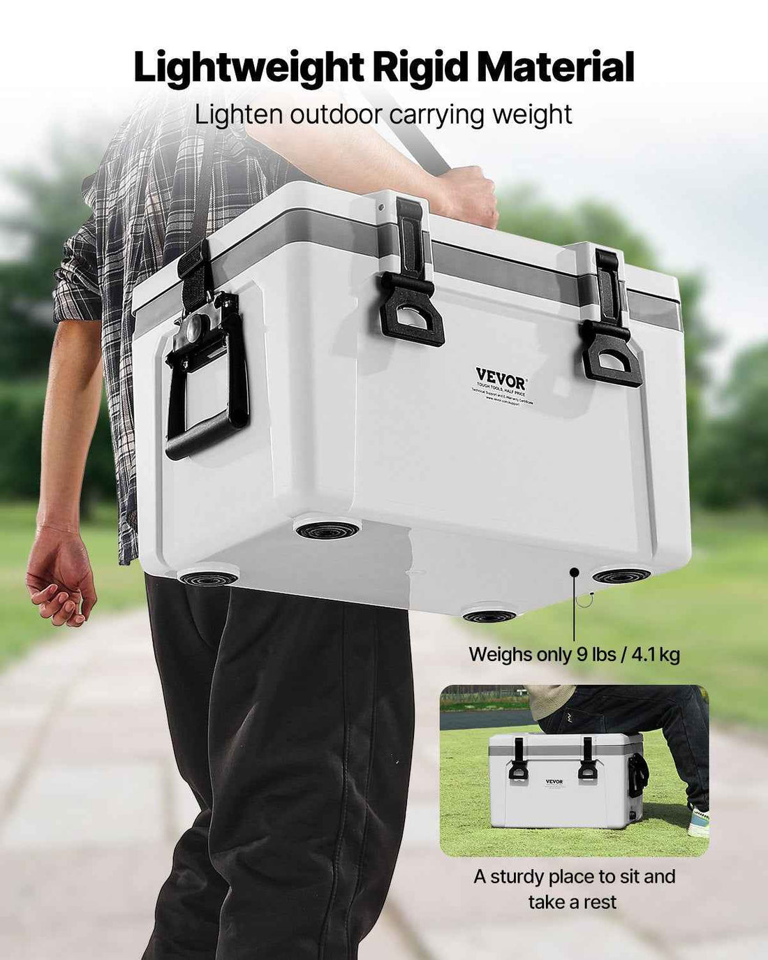 Portable Cooler 26 QT Insulated Hard Cooler 38 Can Capacity With Handles Strap