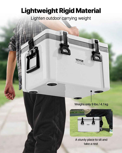 Portable Cooler 26 QT Insulated Hard Cooler 38 Can Capacity With Handles Strap