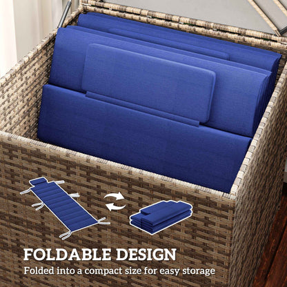 Foldable Chaise Lounge Cushion Set of 2, Outdoor Lounge Chair Cushion Set, UPF50+ 230gsm Olefin, 80" x 26" Dark Blue