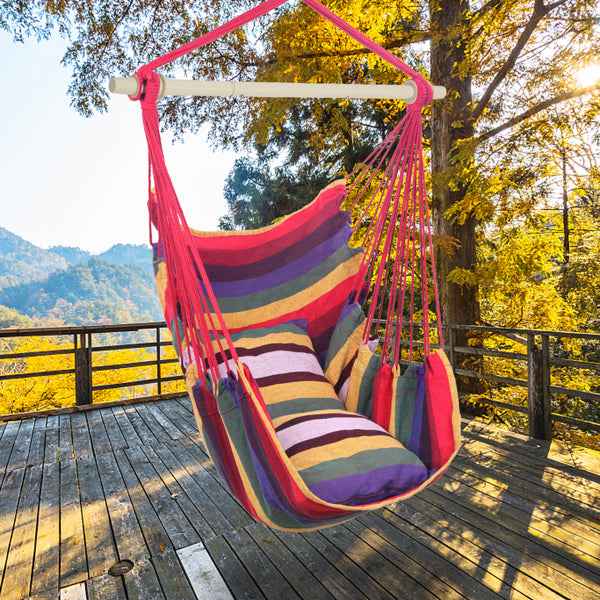 Rainbow Bar Pillow Hanging Chair Polyester Cotton Belt 2pcs Pillow
