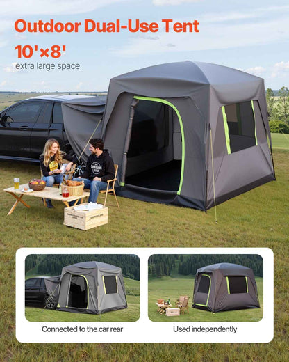 SUV Tent For Camping, 10FT L X 8FT W, Waterproof PU2000mm Spacious Double Layer Design For 5-8 Person, SUV Camping Tent With Mesh Windows, Includes Rainfly &amp; Storage Bag, For Outdoor Activities