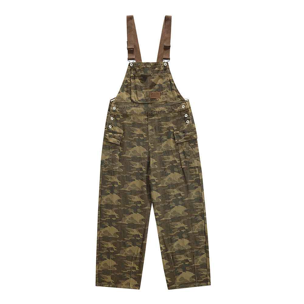 Fashion Camouflage Workwear Suspender Pants Men