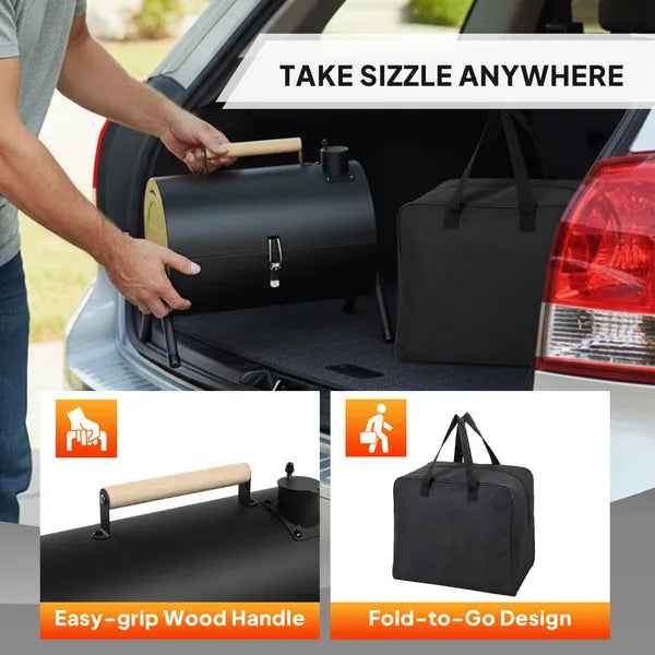 Portable Charcoal Grill Outdoor Stove, Two Side Carbon Griller For BBQ, Tabletop Barbecue Grill For Outdoor Camping Party, Black