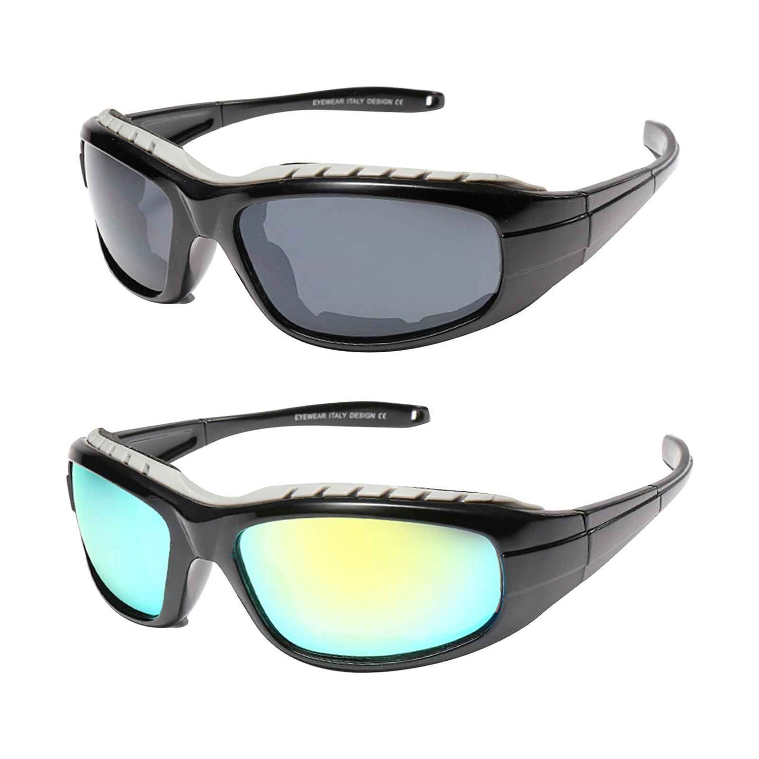 Cycling Sunglasses Chopper Outdoor Sports Glasses For Men Women Wrap Around UV400 Protection For Fishing Night Driving Glasses Wind Resistant 2 Packs
