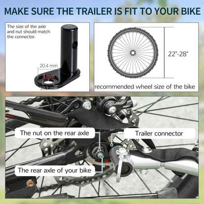 Bicycle Cargo Trailer, Two-Wheel Bike Luggage Wagon Trailer with Removable Cover, Wheel 20", Red