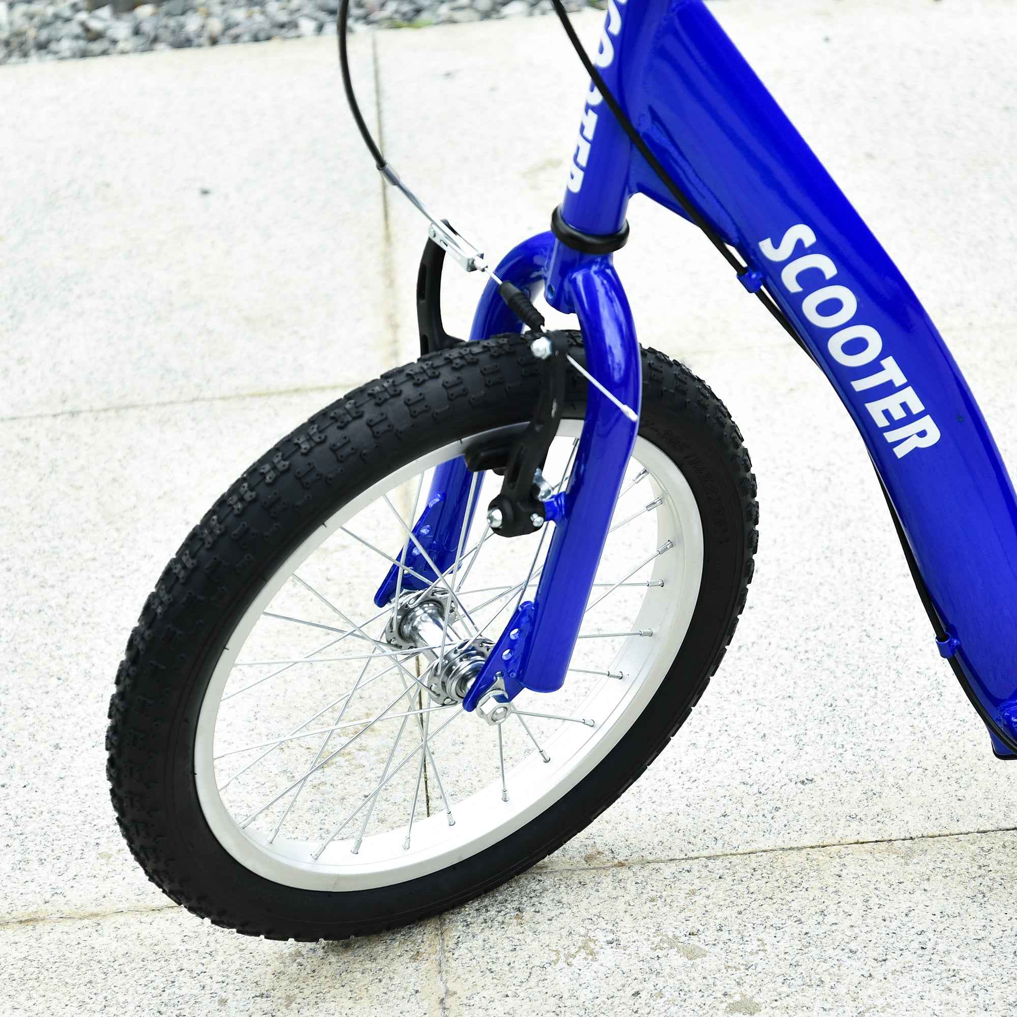 Kids Ride On Kick Scooter, Blue, Adjustable Handlebar, Dual Brakes, Inflatable Wheels, For Ages 5