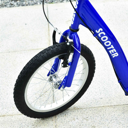 Kids Ride On Kick Scooter, Blue, Adjustable Handlebar, Dual Brakes, Inflatable Wheels, For Ages 5