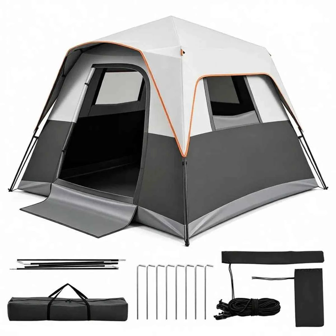 Gray 6-Person Blackout Camping Tent, 9&