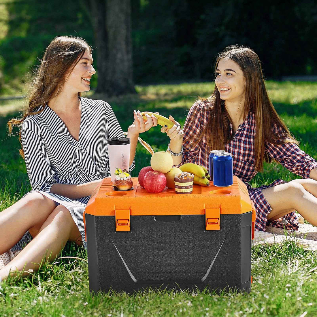 Portable Cooler 63 QT Insulated Hard Cooler 90 Can Capacity With Cup Holder