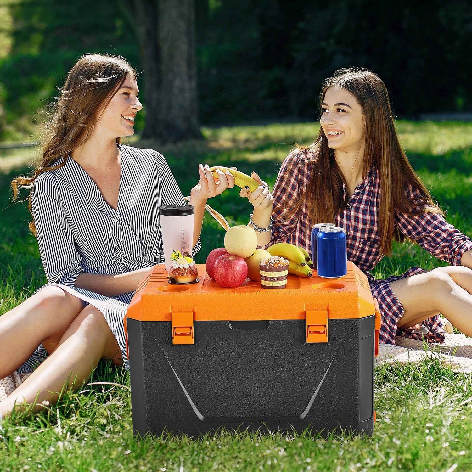 Portable Cooler 63 QT Insulated Hard Cooler 90 Can Capacity With Cup Holder