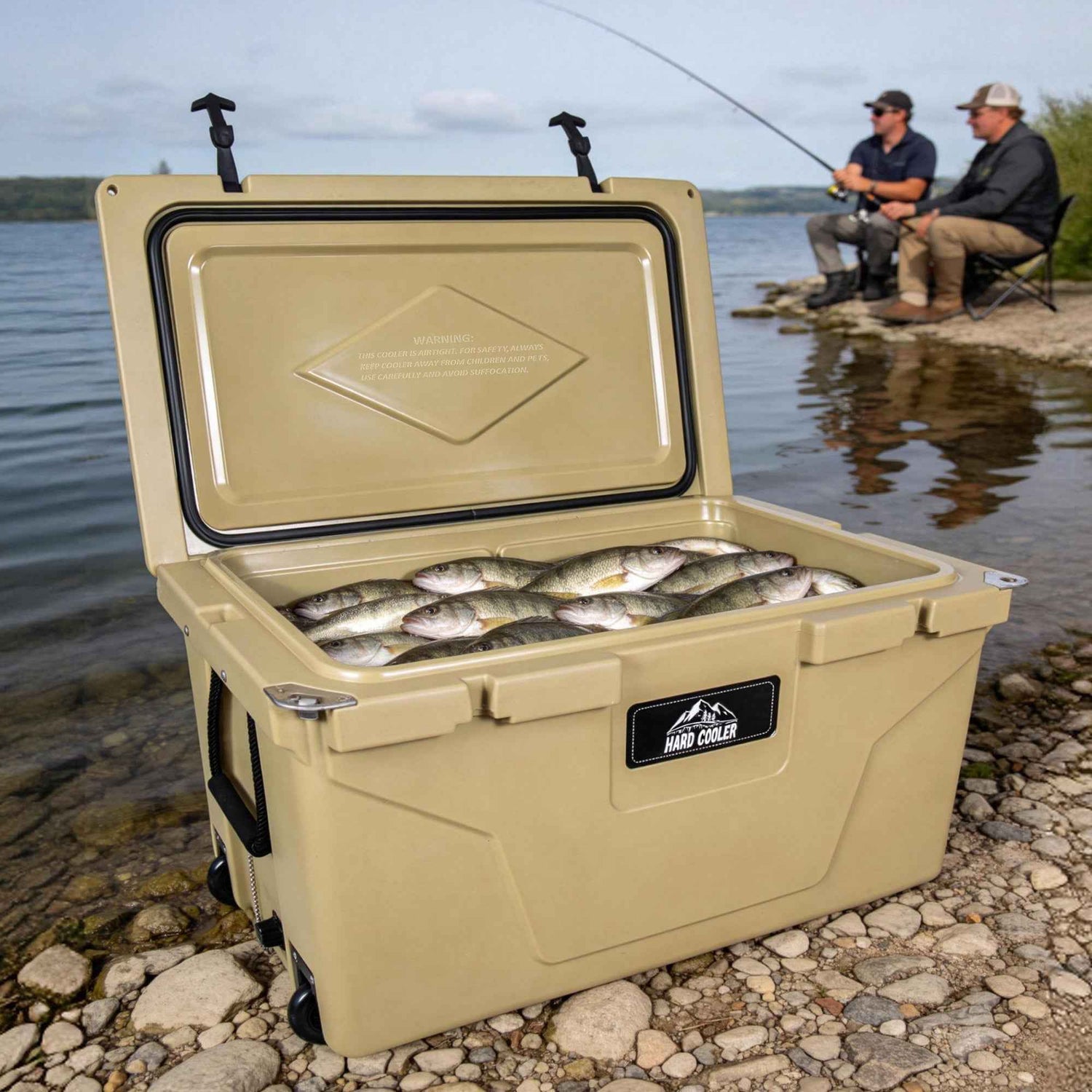 110 Quart Khaki Cooler, Rotomolded Insulated Ice Chest - Heavy-Duty Hard Shell Cooler With 6-10 Day Ice Retention For Camping, Fishing, Tailgating &amp; Outdoor Adventures