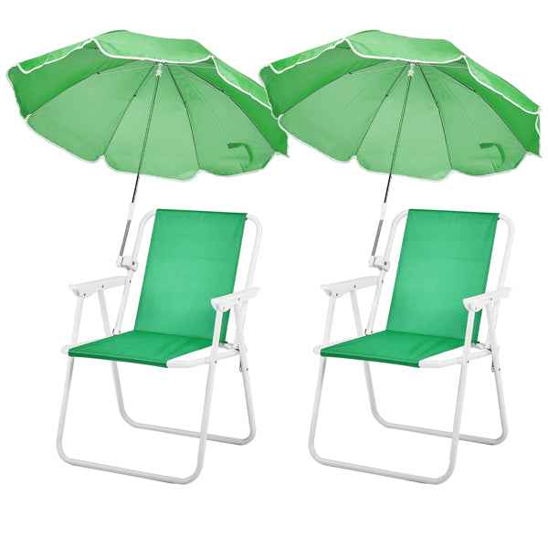 Folding Beach Chair With Umbrella For Adults, Lightweight Porable Camping Chair With 265lbs Capacity For Travel Picnic Concert &amp; Outdoor Activities, Green