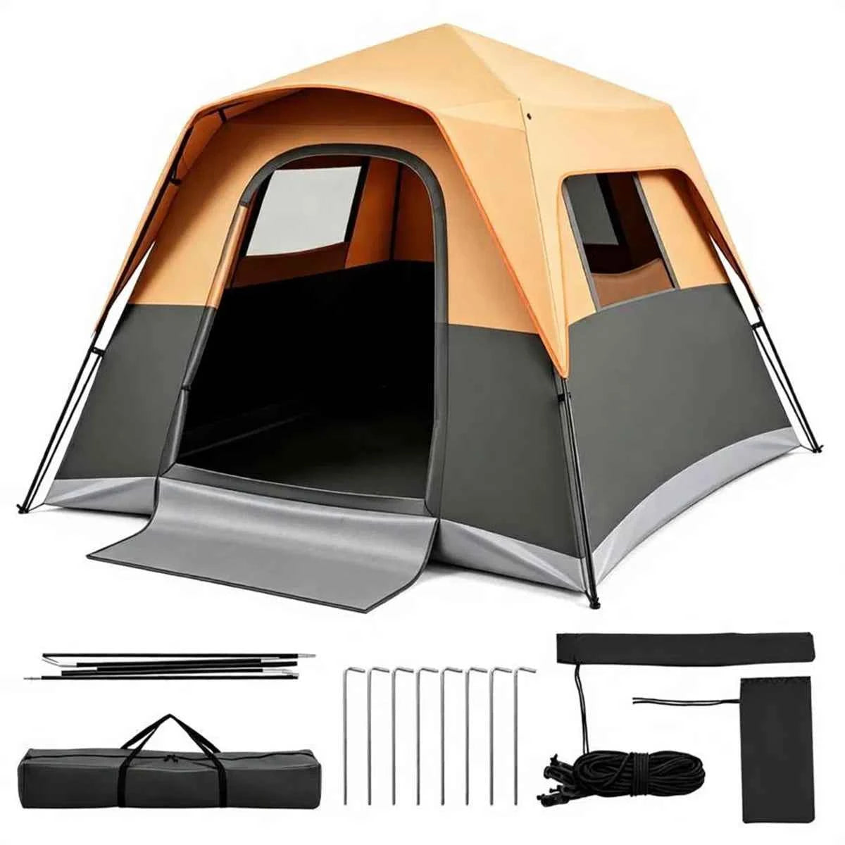 Orange 6-Person Blackout Camping Tent, 9&
