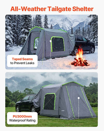 Large SUV Tent For 5–9 Person, 10.6 X 8 FT All-Season SUV Tailgate Tent With Ventilated Door &amp; Mesh Windows, PU3000mm Waterproof Dual-Use Car Rear Hatch Tents For Outdoor Camping Hiking