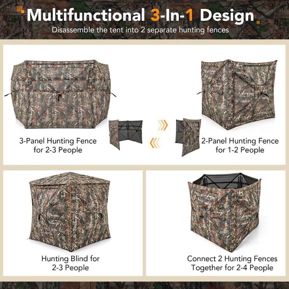 5-IN-1 Detachable Hunting Blind For 2-3 People With Skylight
