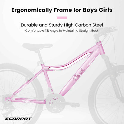 A24208D Mountain Bike 24 26 Inch, High-Density Carbon Steel Frame, 21 Speed, Front Suspension, Dual V-Brakes, Pre-Assembled For Men Women Teens