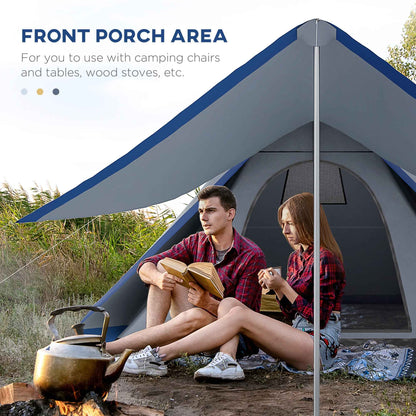 15.4x15.4x8.5 Teepee Tent, Waterproof Camping Tent with Porch Area, Floor and Carry Bag, for 2-3 Person Outdoor Backpacking Camping Hiking, Blue