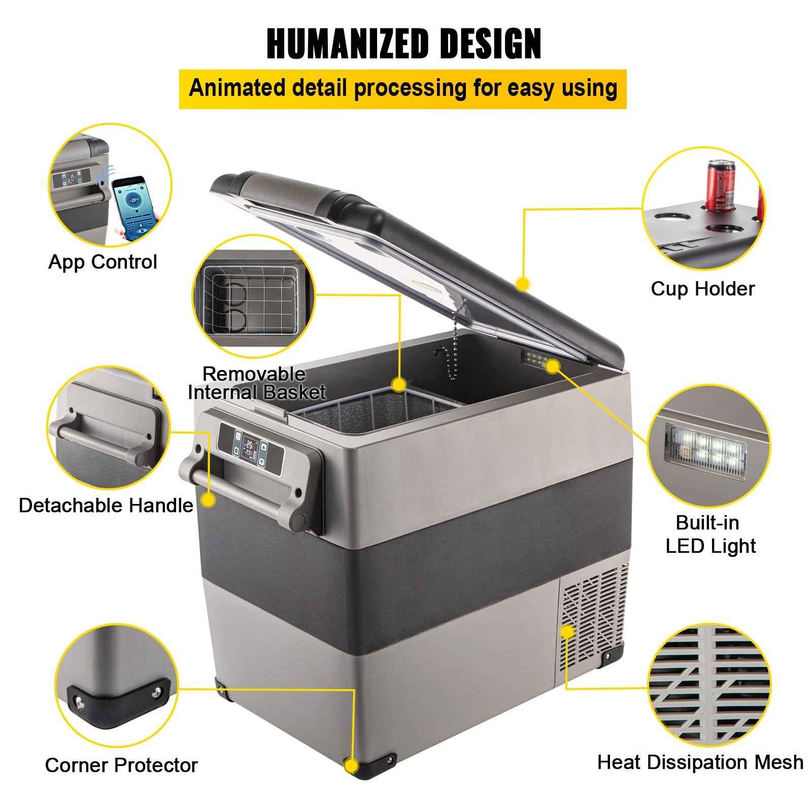 12 Volt Refrigerator, 58 Quart Car Refrigerator, Dual Zone Portable Refrigerator,RV Refrigerator With 12/24V DC And 110-240V AC, Freezer Fridge Cooler, For Car, RV, Camping And Home Use