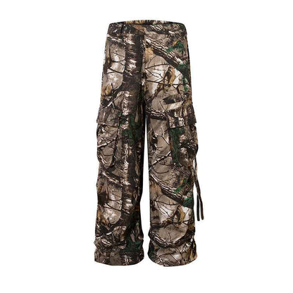 Retro Style Branches Camouflage Cargo Pants