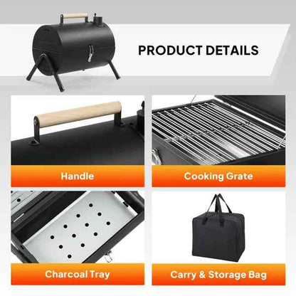 Portable Charcoal Grill Outdoor Stove, Two Side Carbon Griller For BBQ, Tabletop Barbecue Grill For Outdoor Camping Party, Black