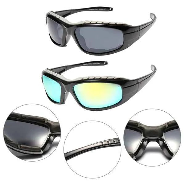 2 Pair Motorcycle Riding Glasses Wind Resistant Sunglasses Outdoor Sport Protection Goggles(TK/TMEU For Self-pickup)