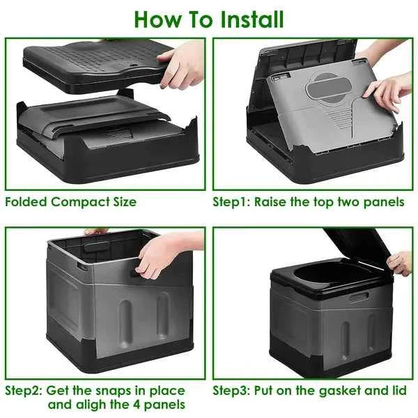Portable Toilet For Car Camping Boating Hiking Outdoor Travel Potty With Carry Bag Foldable Emergency Toilet With Lid Trash Bags