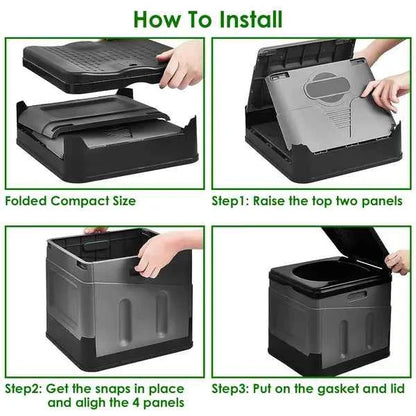 Portable Toilet For Car Camping Boating Hiking Outdoor Travel Potty With Carry Bag Foldable Emergency Toilet With Lid Trash Bags