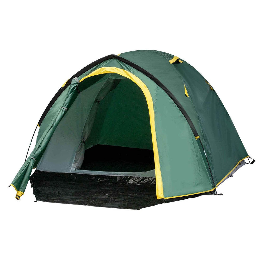 Dome Tent For 2 Person Camping Tent With Large Windows, Waterproof Green And Yellow