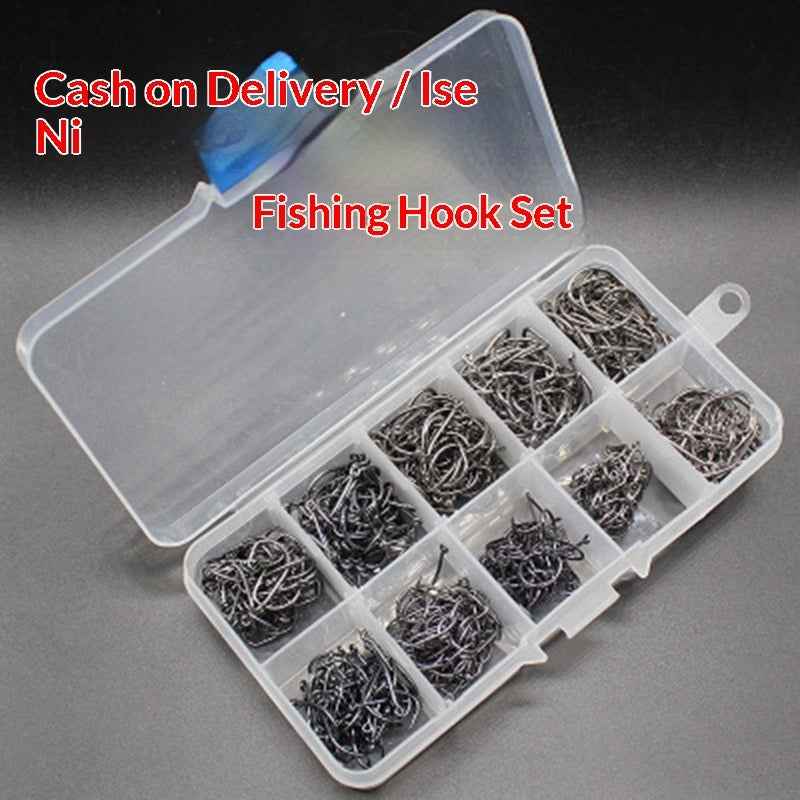 Fishing Tackle Set With Barbed Hooks