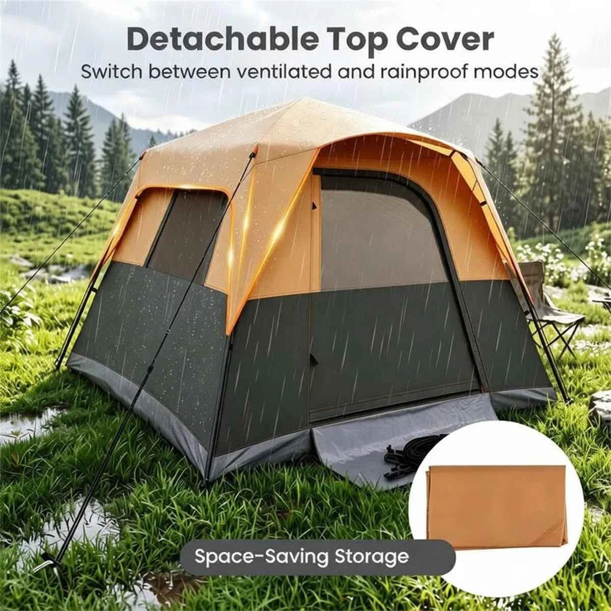 Orange 6-Person Blackout Camping Tent, 9&