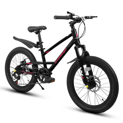 A20184 20 Inch Mountain Kids Bike For Boys &amp; Girls, Ages 6-12, 7-Speed With Front Suspension