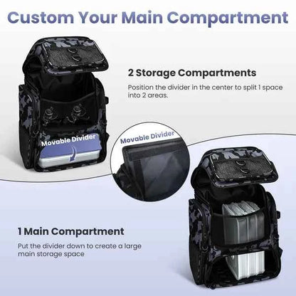42L&amp;11Gal Fishing Backpack Large Capacity Fishing Tackle Storage Bag With Rod Holders 16-Pocket Water-Resistant With Divider Adjustable Padded Straps For Fishing Gear Outdoor Camping Hiking