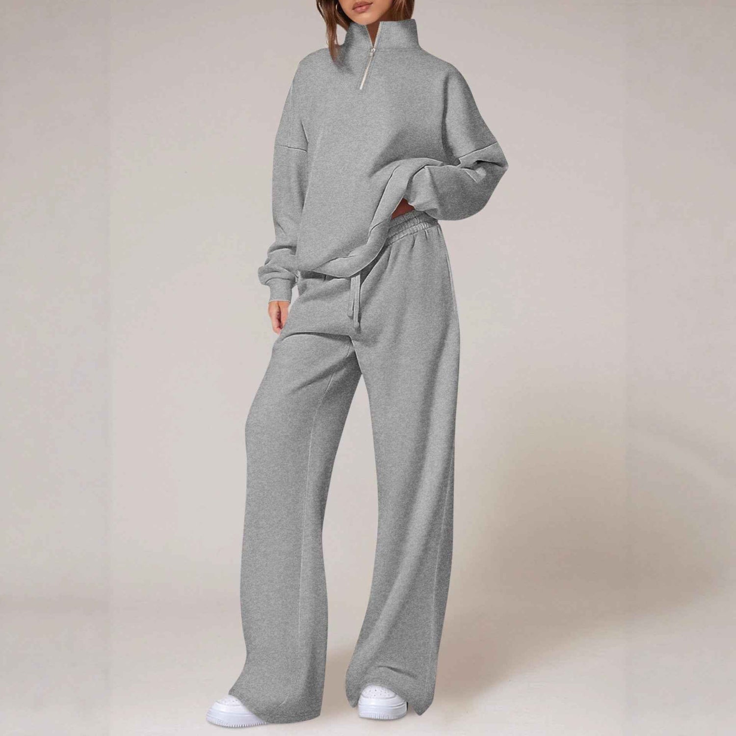 Springautumn Half-zip Sweatshirt And Straight-leg Pants Sportswear Travel Set