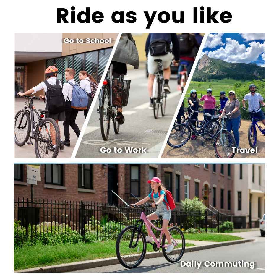 A24208D Mountain Bike 24 26 Inch, High-Density Carbon Steel Frame, 21 Speed, Front Suspension, Dual V-Brakes, Pre-Assembled For Men Women Teens