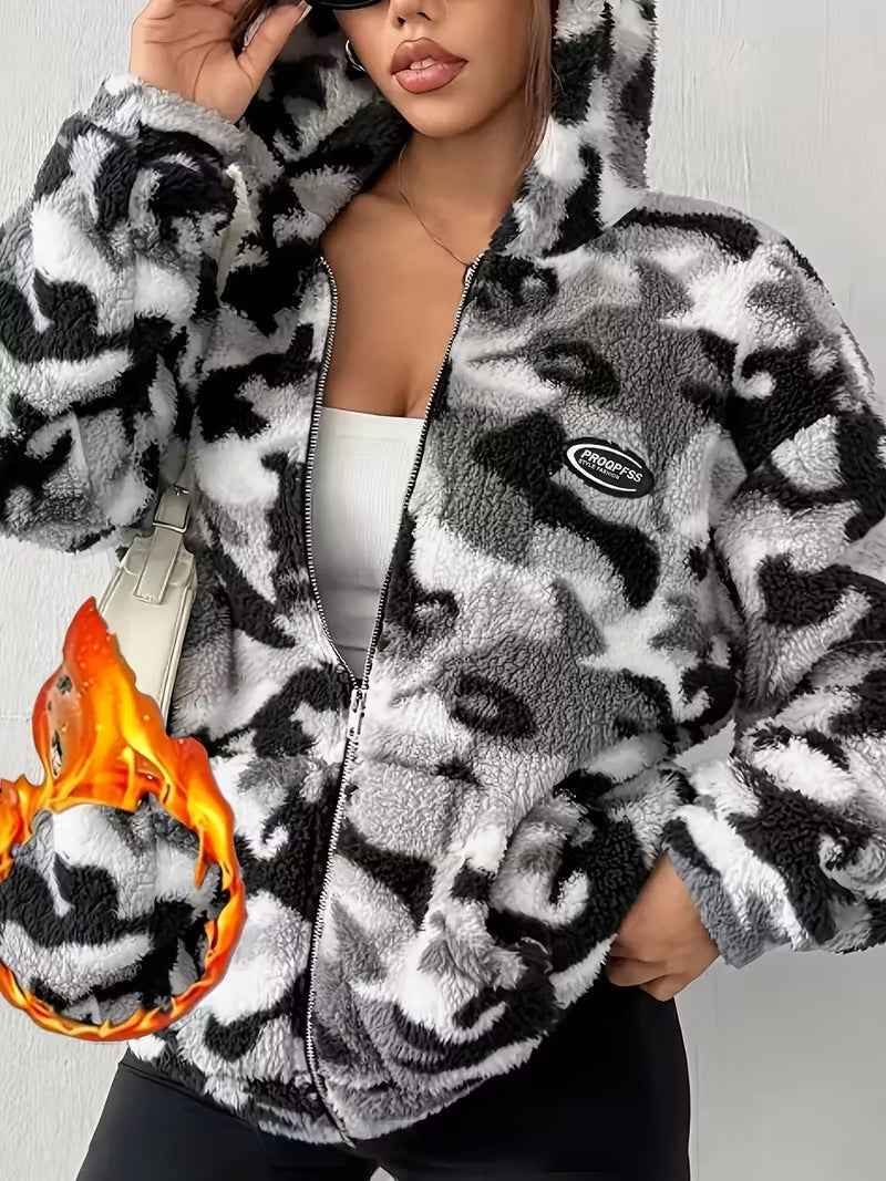 European And American Autumn And Winter Plush Camouflage Warm Jacket