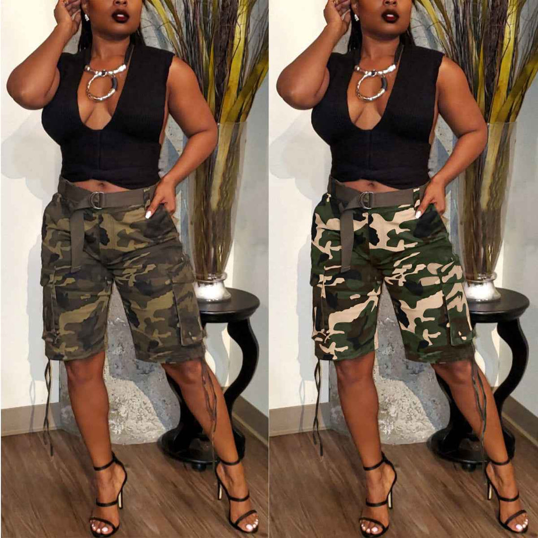Camouflage Drawstring Multi-pocket Cargo Pants