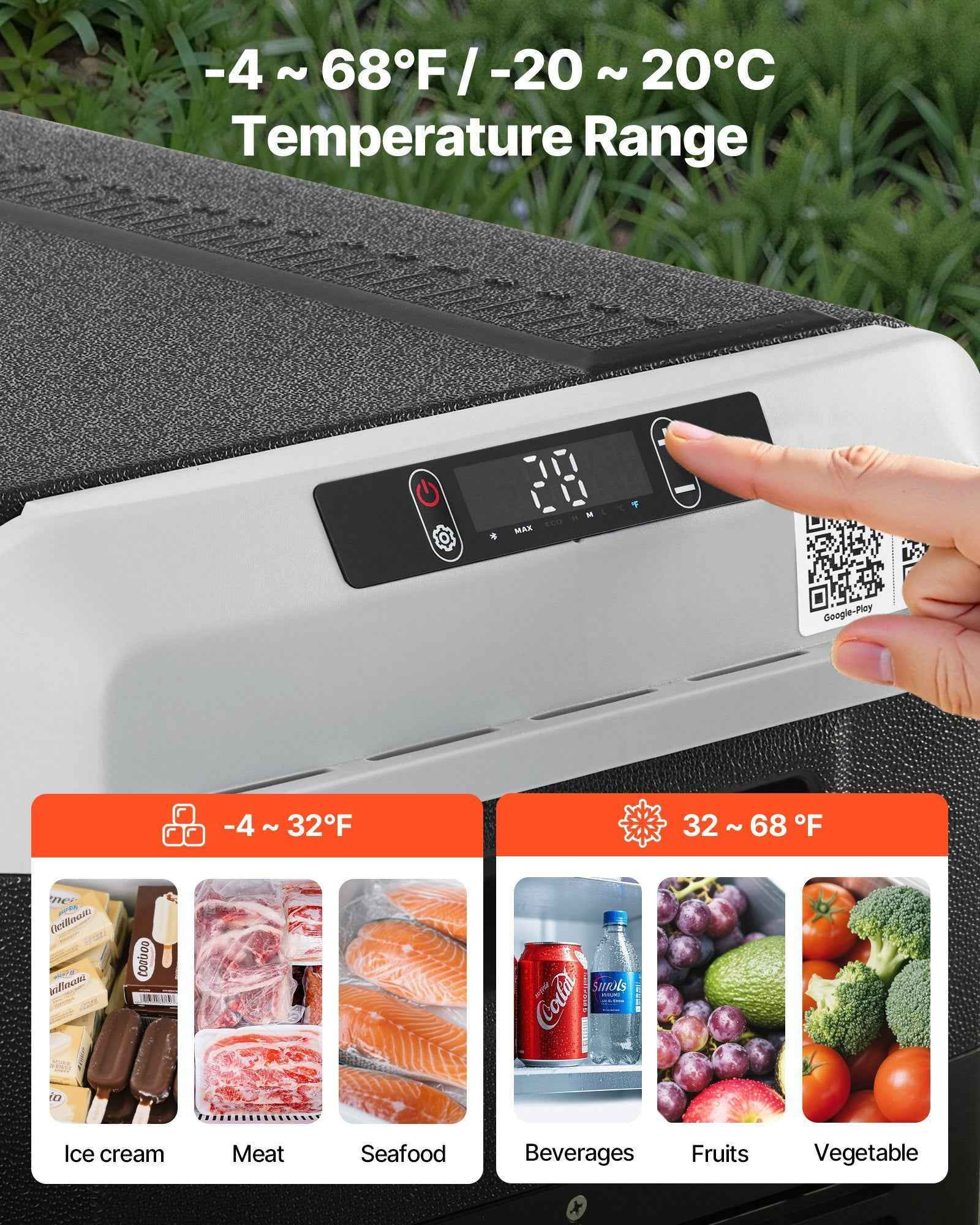 12 Volt Car Refrigerator Portable Freezer 52.8QT Electric Cooler For Camping