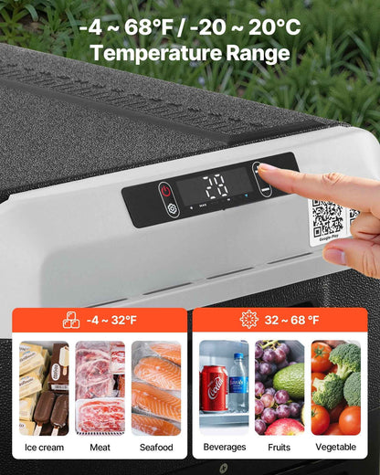 12 Volt Car Refrigerator Portable Freezer 52.8QT Electric Cooler For Camping