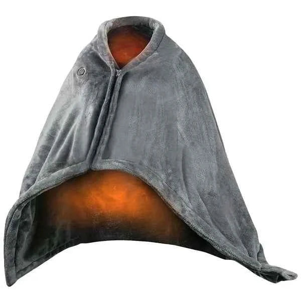 59 Plus 31in USB Heated Blanket Electric Heated Blanket Heated Poncho Shawl Wrap Throw With Zipper Washable For Home Office