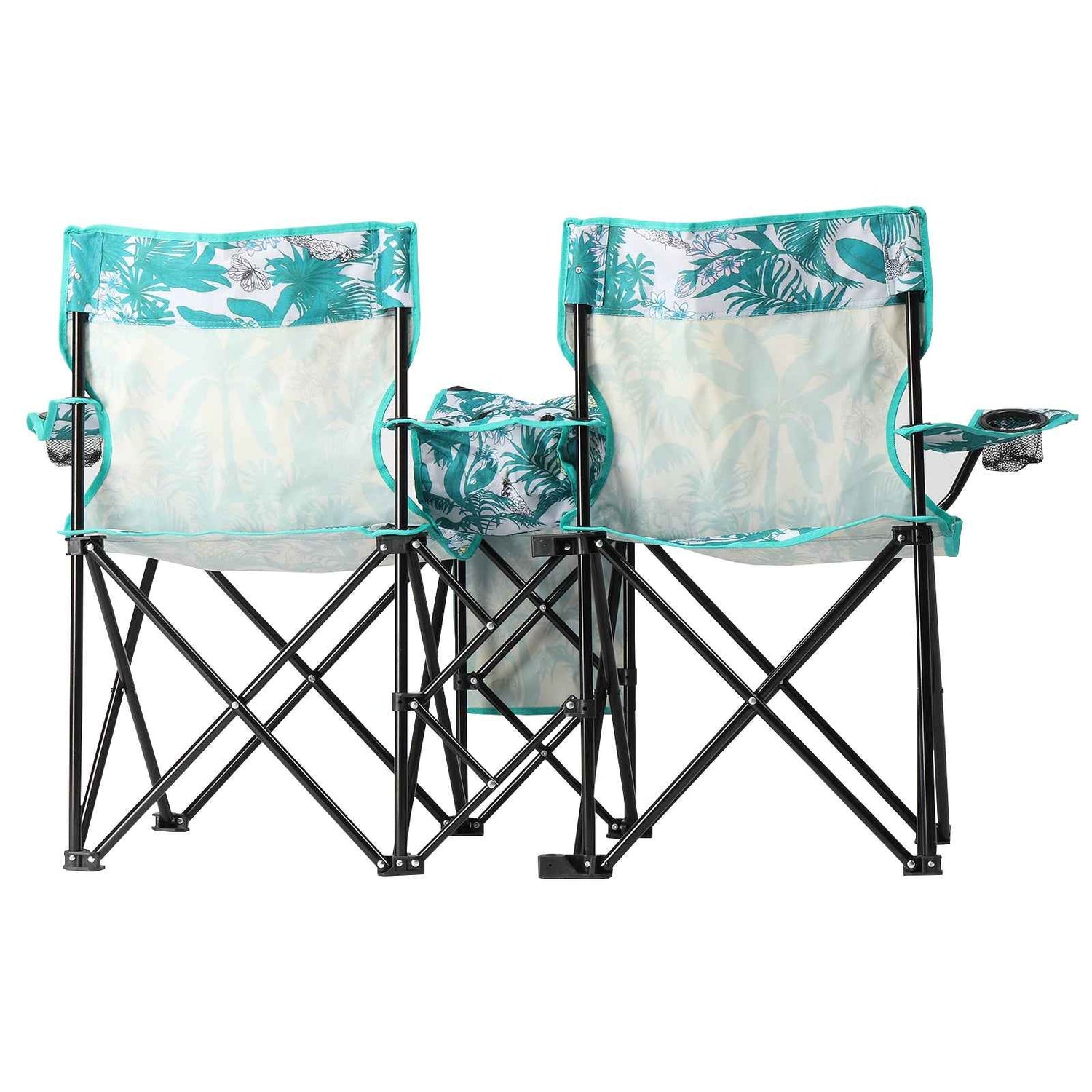 Camping Chairs, Folding Double Chair With Removable Umbrella, Cup Holders, Cooler Bag, Side Pocket &amp; Carry Bag, For Beach, Outdoor, Sports, Concerts, Travel, Picnic