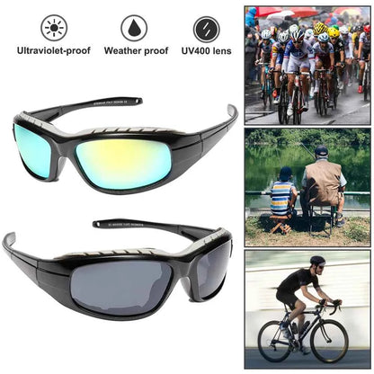 2 Pairs Motorcycle Padded Foam Wind Resistant Riding Glasses Sunglasses