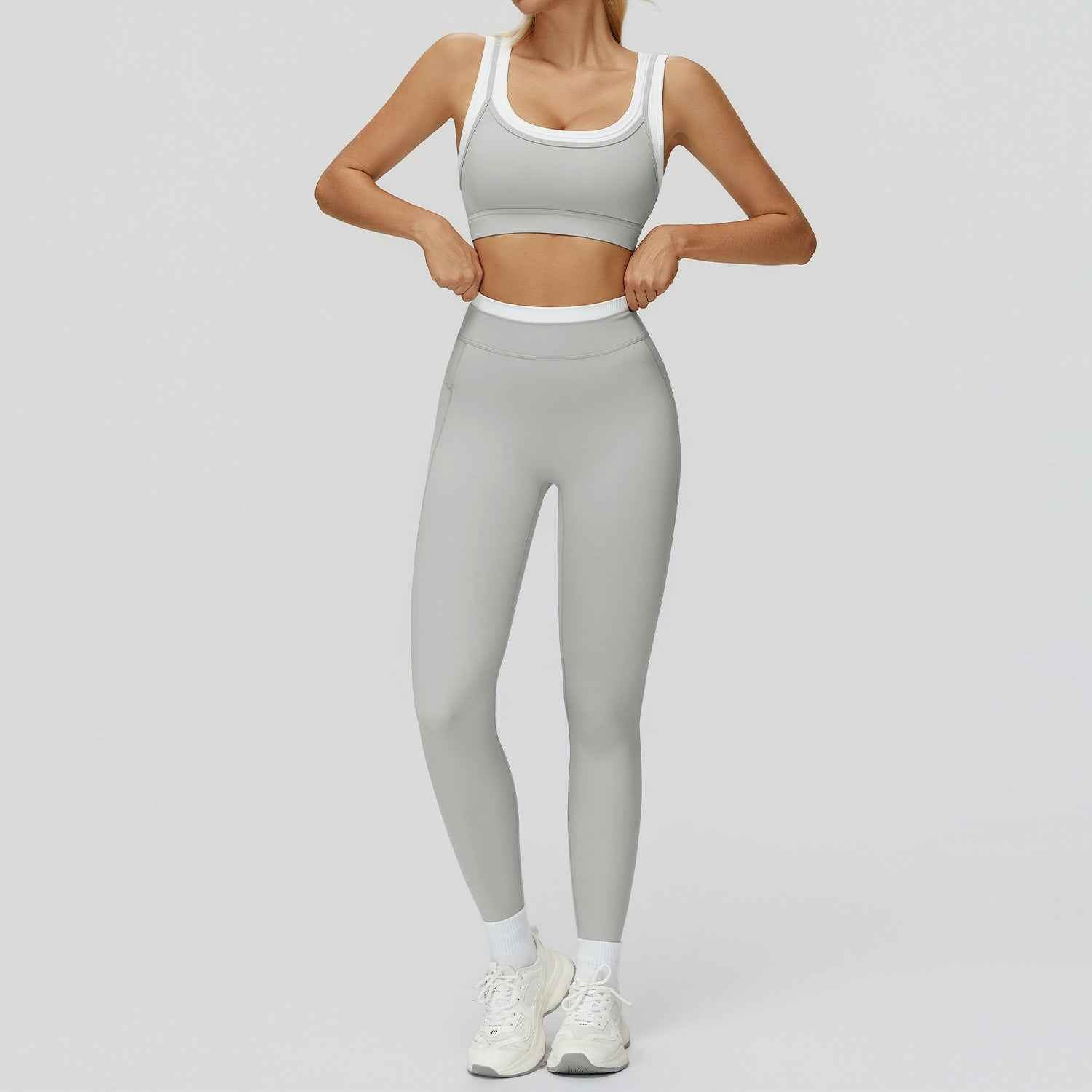 Contrast Nude Yoga Suit Thread