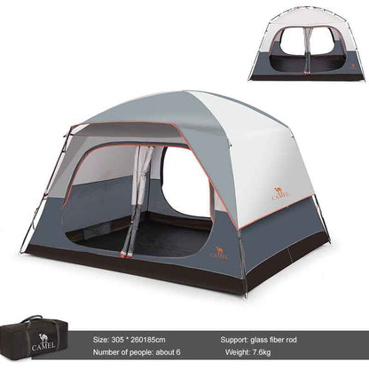 Quick-Build 4-Season Camping Tent, 6 or 8 Person, Titanium Gray