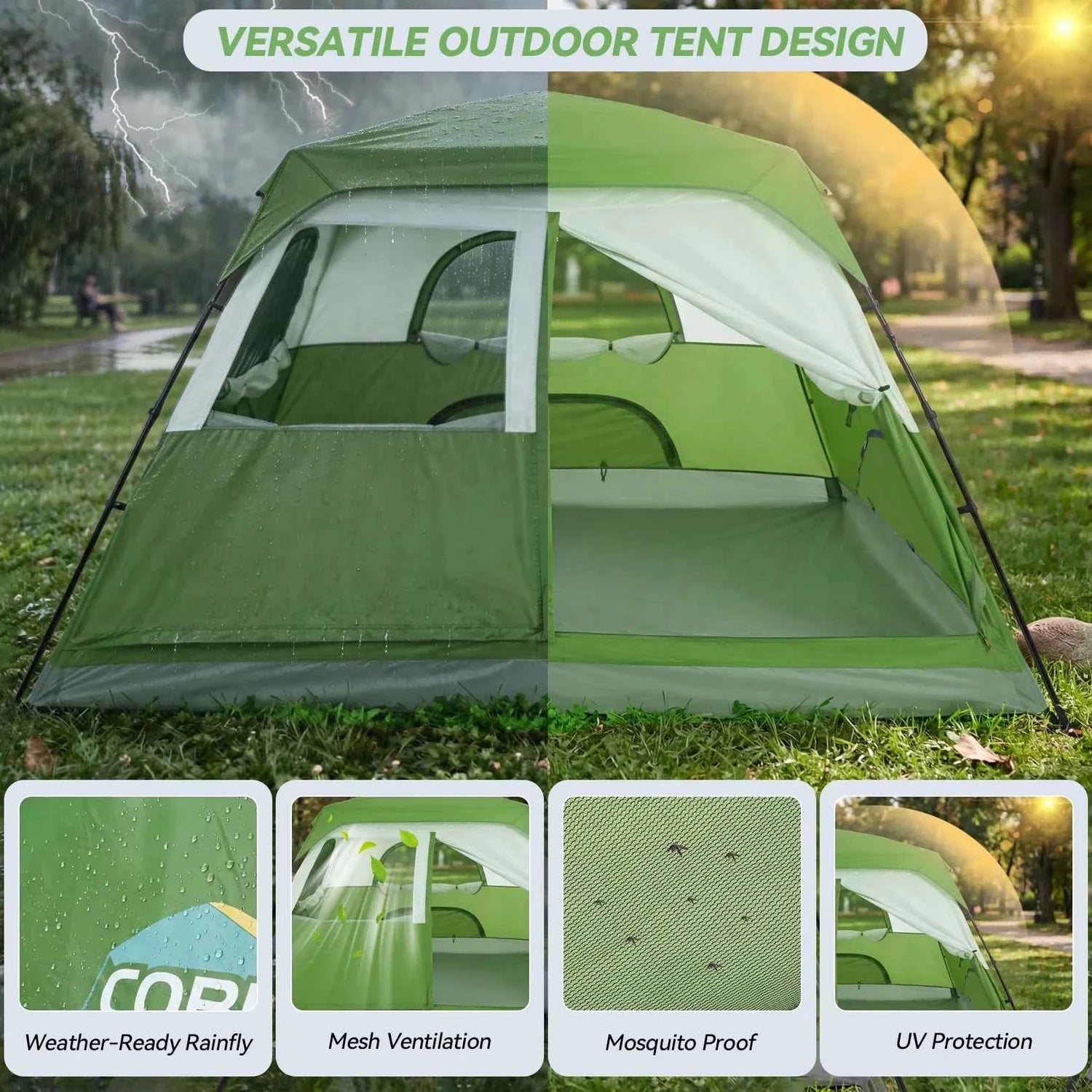 6-8 Person Camping Tent Easy Setup Waterproof Windproof Backpacking Tent With Removable Rainfly Lightweight Portable Outdoor Family Tents For Camping Travel Fishing Hiking