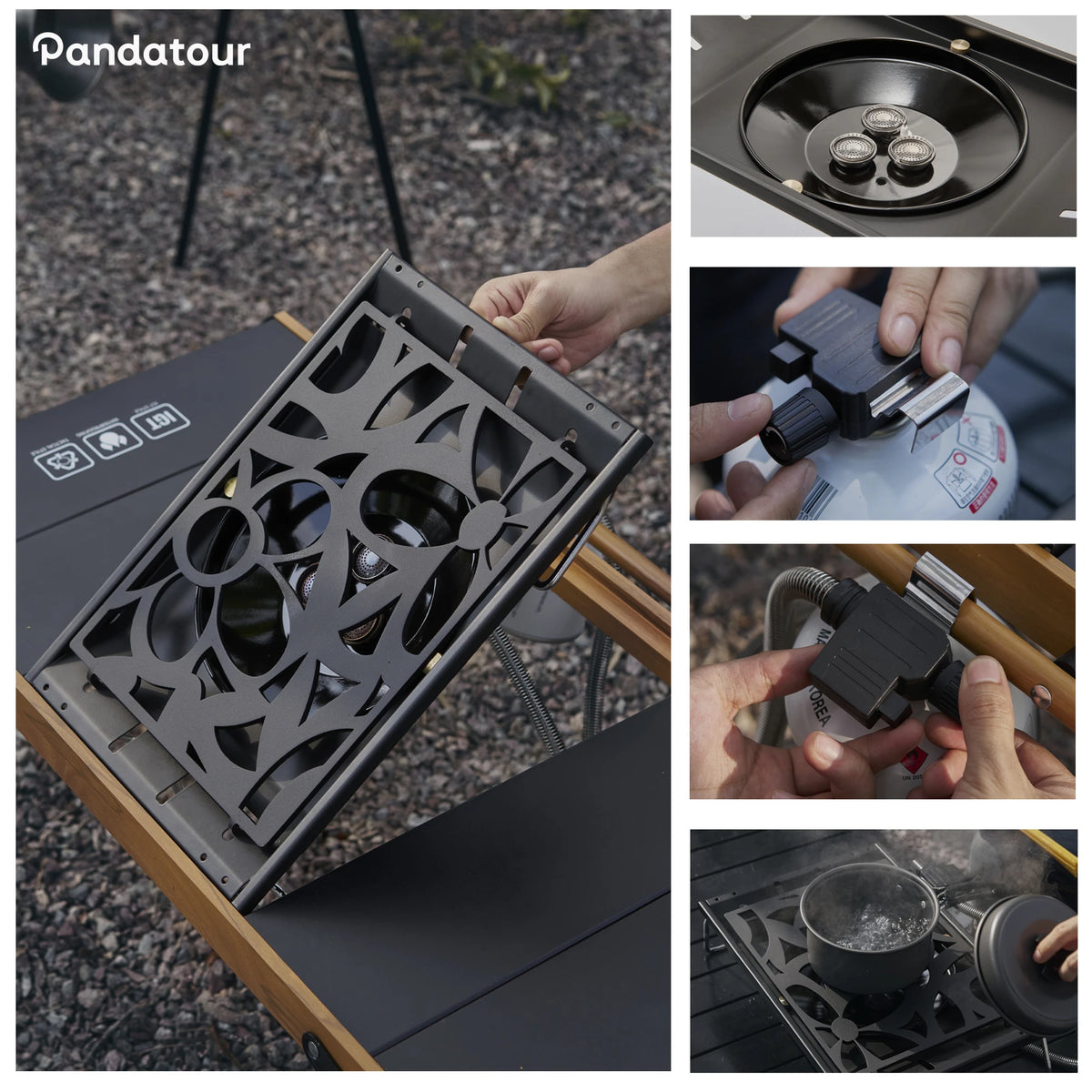Pandatour IGT Camping Stove – High-Firepower Folding Table Stove (Stainless Steel)